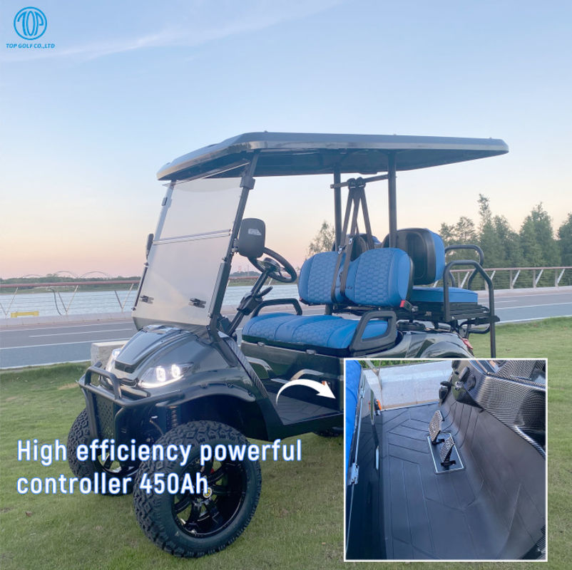 กุญแจรถกอล์ฟ 4 ที่นั่งน้อยกว่า 60V 5KW ระบบ PMSM กอล์ฟไฟฟ้า Buggy Scooter รีโมทคอนโทรล