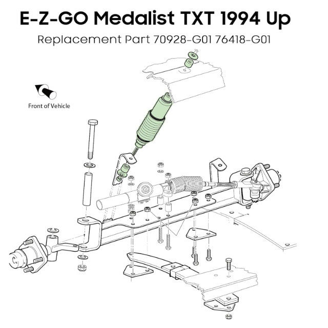 คาร์ทกอล์ฟ Heavy Duty Coil หน้า / หลังอุปกรณ์ดึงกระแทกสําหรับ EZGO TXT 94-up 70928G01