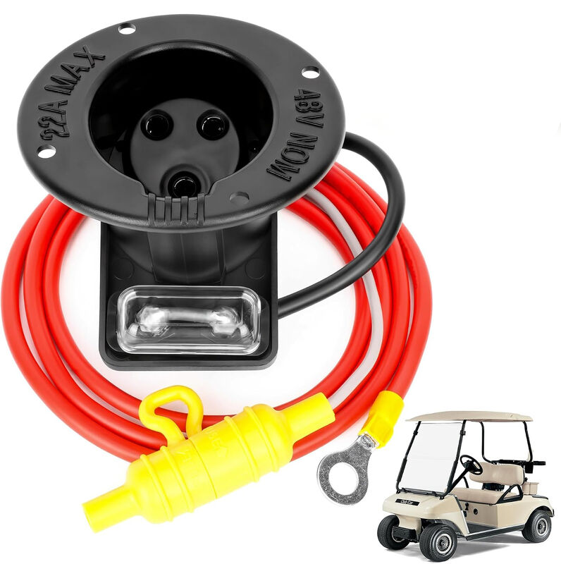 Club Car DS Charger Receptacle Fuse Assembly 101802101 อัพเกรดพรีเมี่ยมแบบบูรณาการ 48V ฟิวส์ Complete สายไฟ